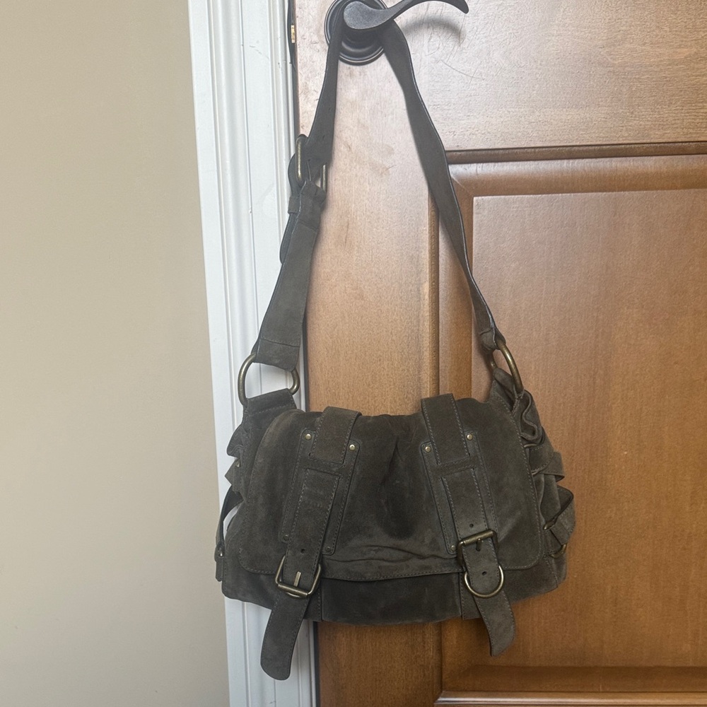 Olive green Suede Shoulder Bag